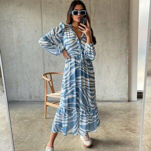 Never Fully Dressed Zebra Print Midi Dress